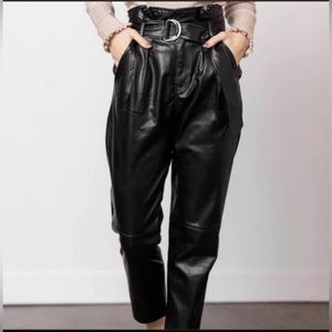 Elan Faux Leather Paper Waist Pants